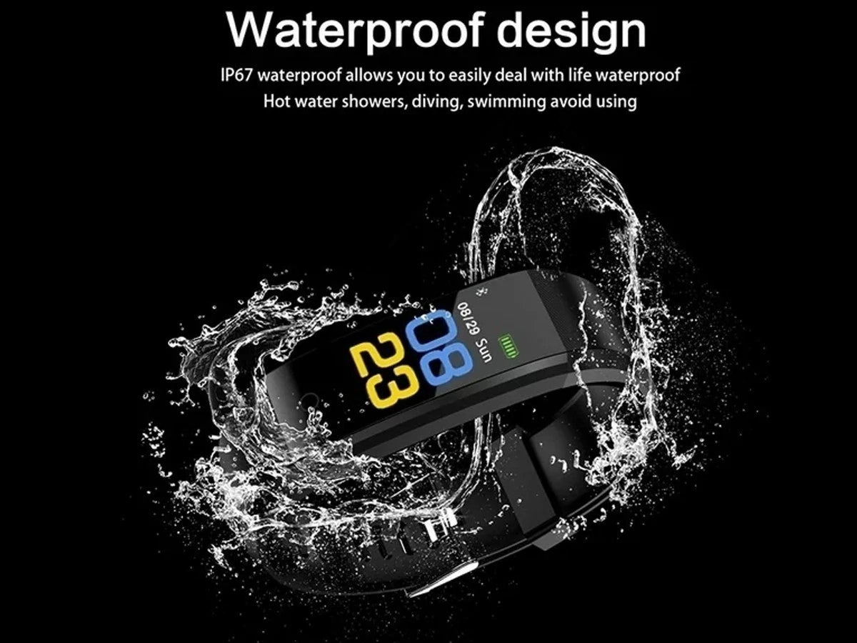 Bluetooth Fitness Tracker Smart Watch Heart Rate Monitor Step Counter Waterproof