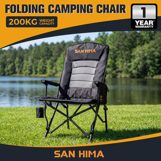 San Hima Folding Camping Chair Outdoor Portable Thick Padding Recliner Reclining