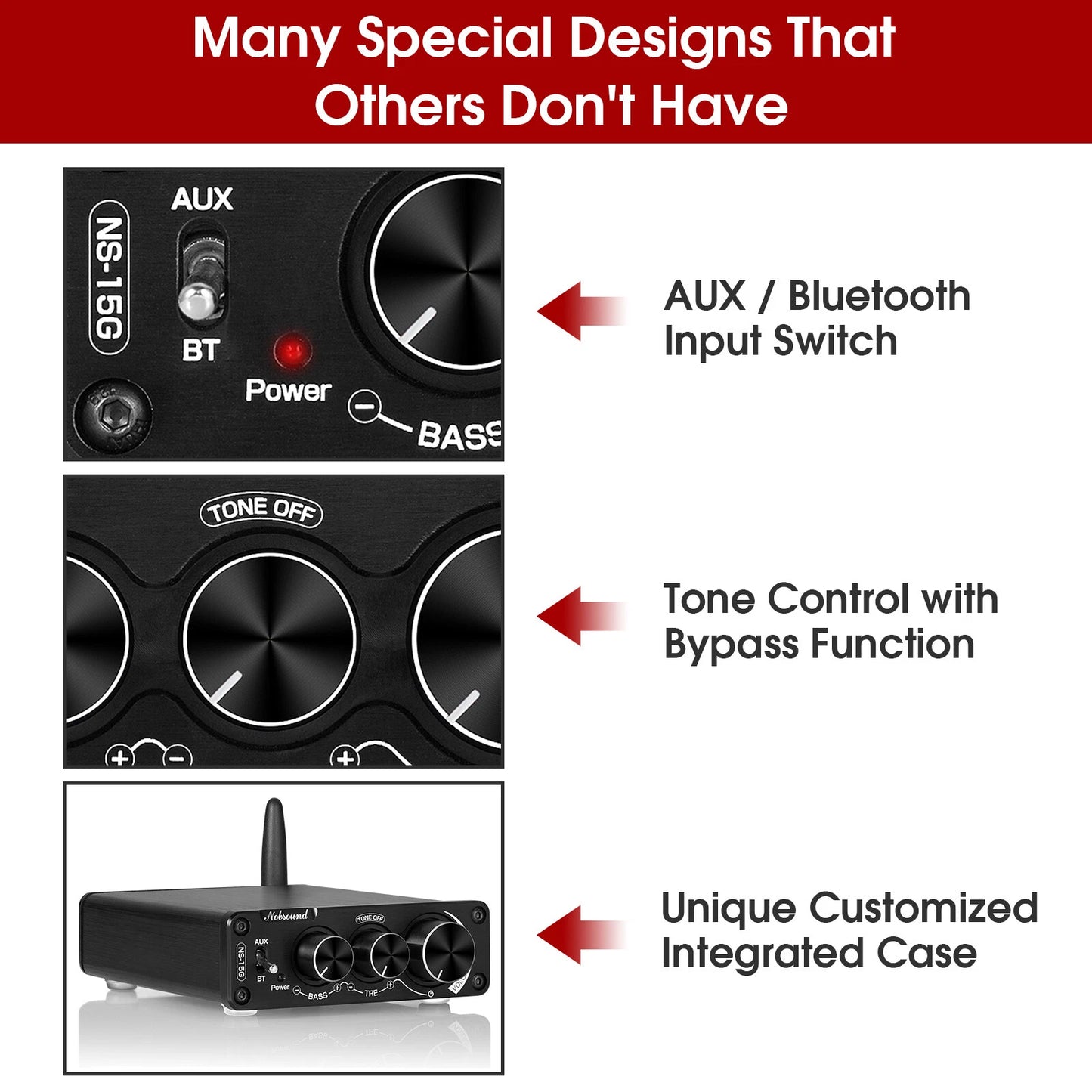 Nobsound Mini 200W Bluetooth Amplifier Hi-Fi Home Stereo Audio Digital Power Amp