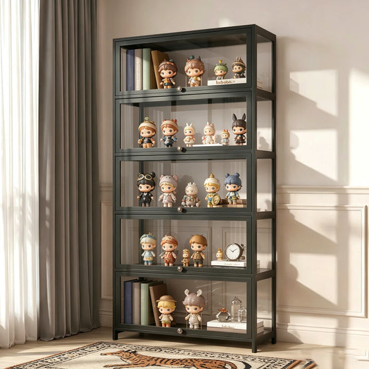 Display Cabinet Storage Shelves Clear Bookcase Wine Wood Rack Stand 3/4/5 Tier