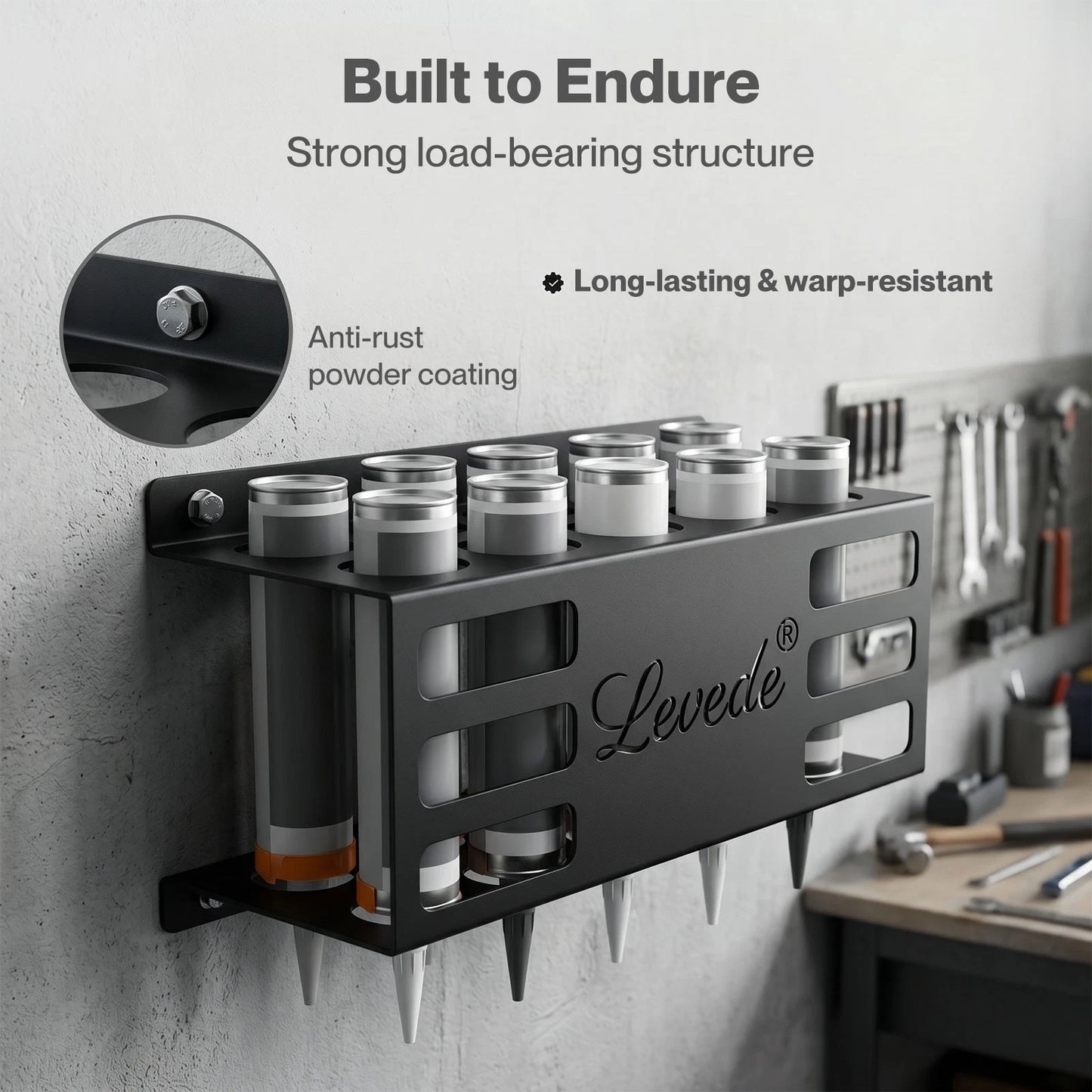 Levede 12 Hole Caulk Holder Wall Mount Silicone Sealant Tube Storage Rack Steel