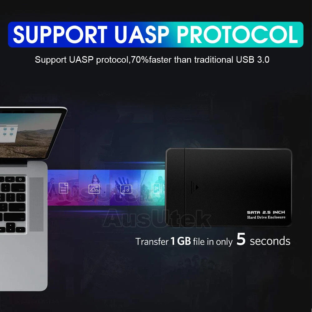 NEW USB 3.0 Portable External Hard Drive Disk Case Slim SATA Storage Box Device