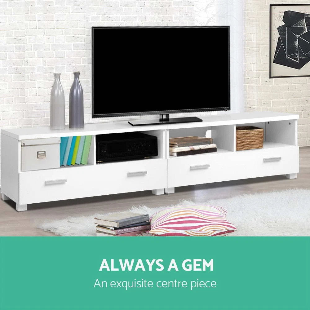 Artiss TV Cabinet Entertainment Unit Stand 180cm 4 Storage Drawers White Eddie