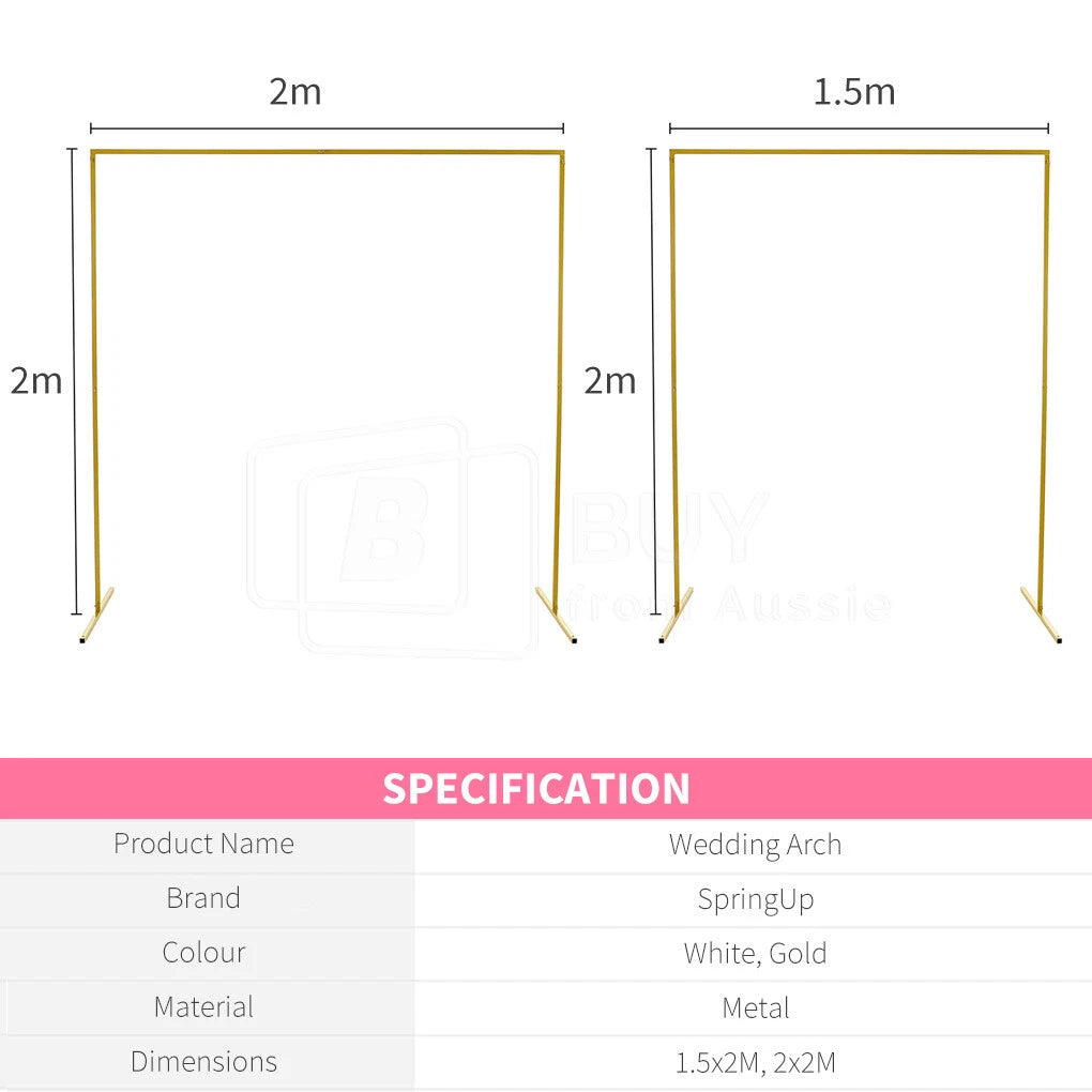 1.5/2M Square Wedding Arch Backdrop Stand Sign Display Party Flower Decoration