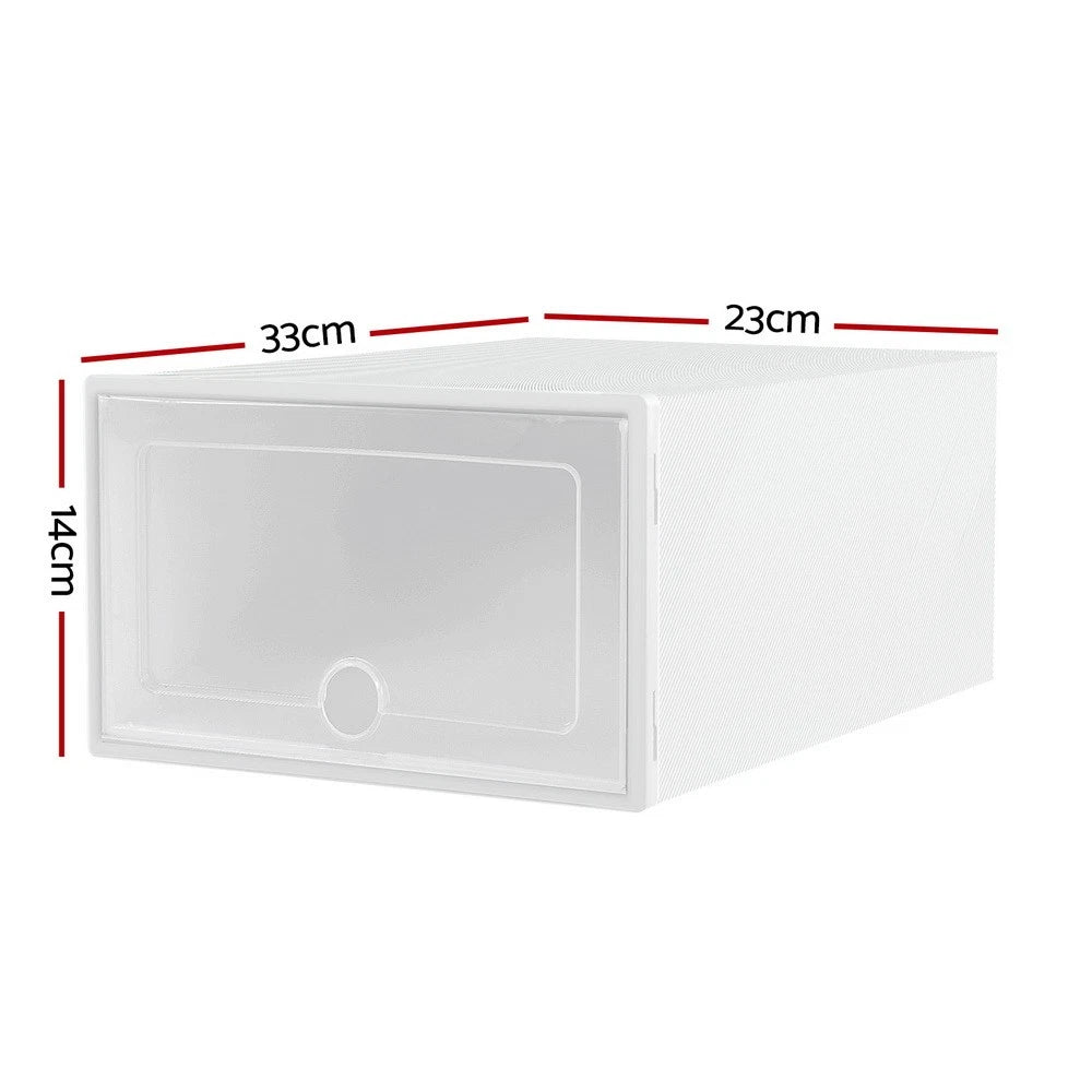 Artiss Shoe Rack Storage Cabinet Shoe Box 24 Stackable Plastic Cube White