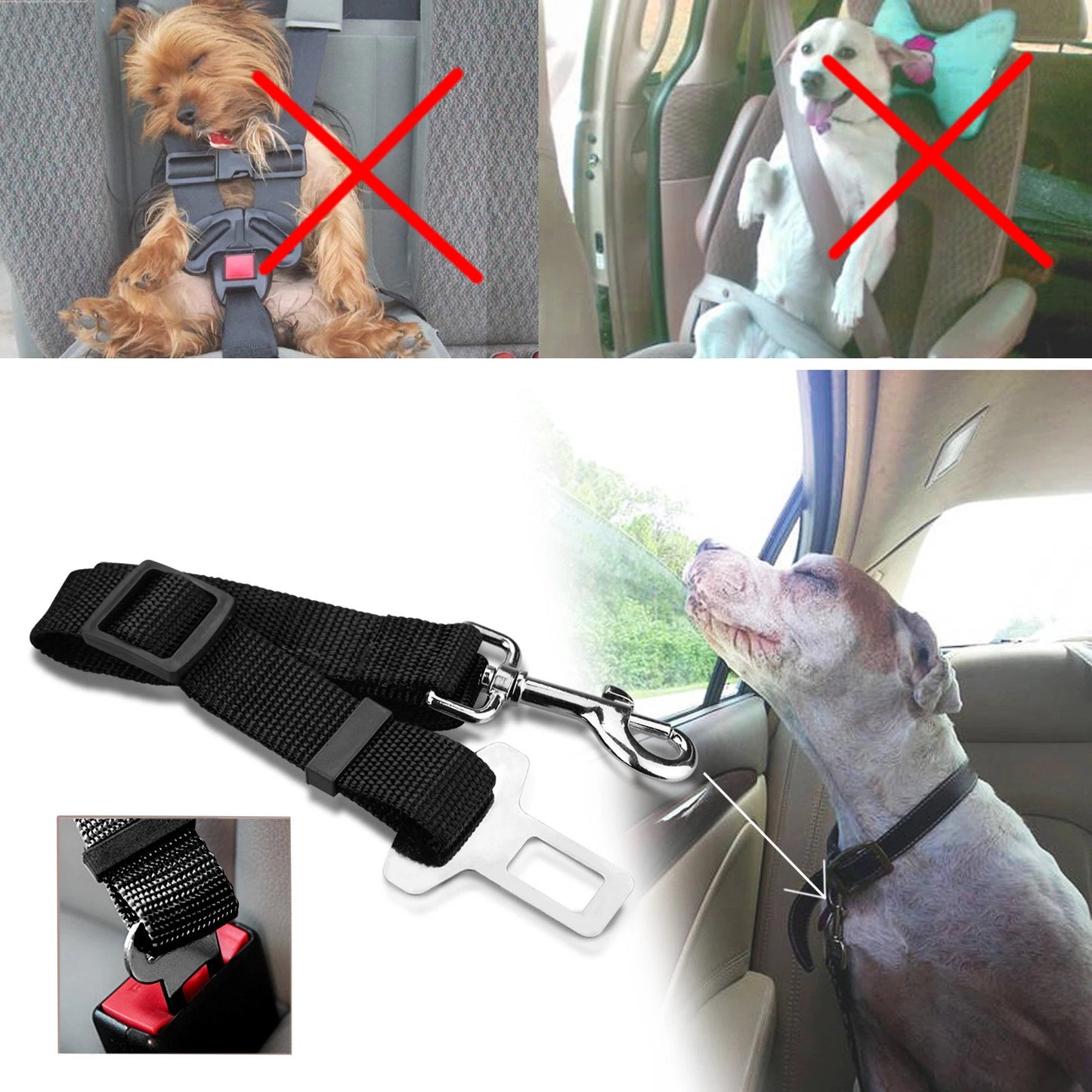 ADJUSTABLE CAR DOG SEAT BELT SAFETY VEHICLE HARNESS LEAD LEASHES CLIP PET PUPPY