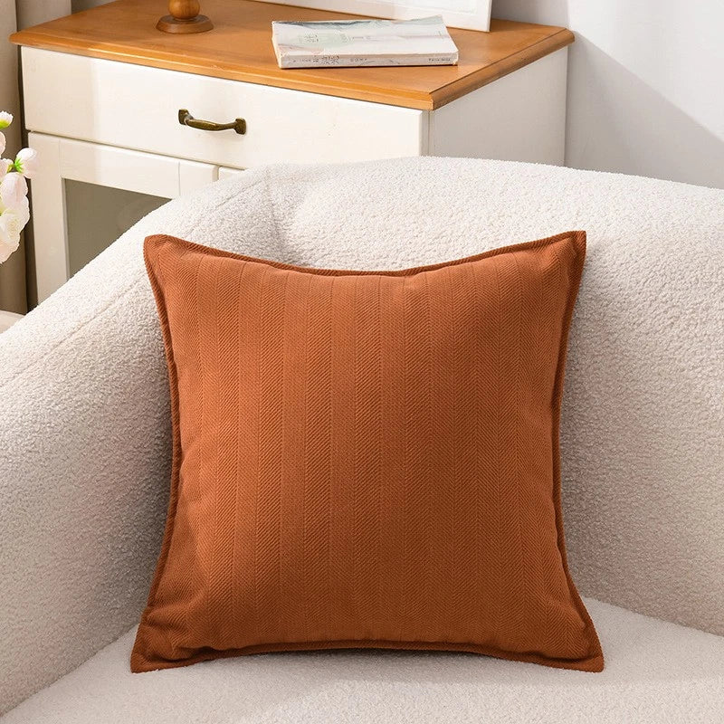 2XCream Velvet Cushion Cover Herringbone jacquard cushion Pillow Case Sofa Decor