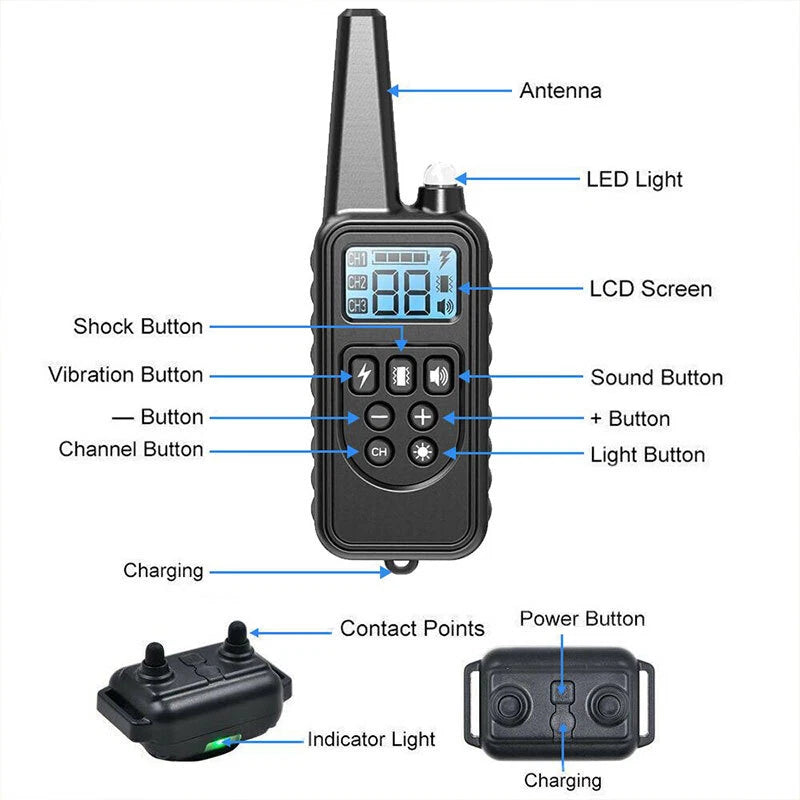 Anti Bark Electric Shock Dog Pet Training E-Collar Obedience Remote Control AU