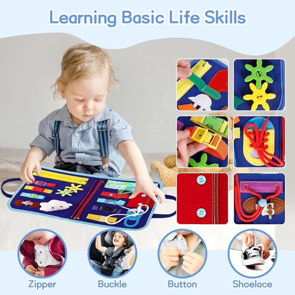 Busy Board Montessori Toddler Sensory Educational Fine Motor Travel Quiet Book