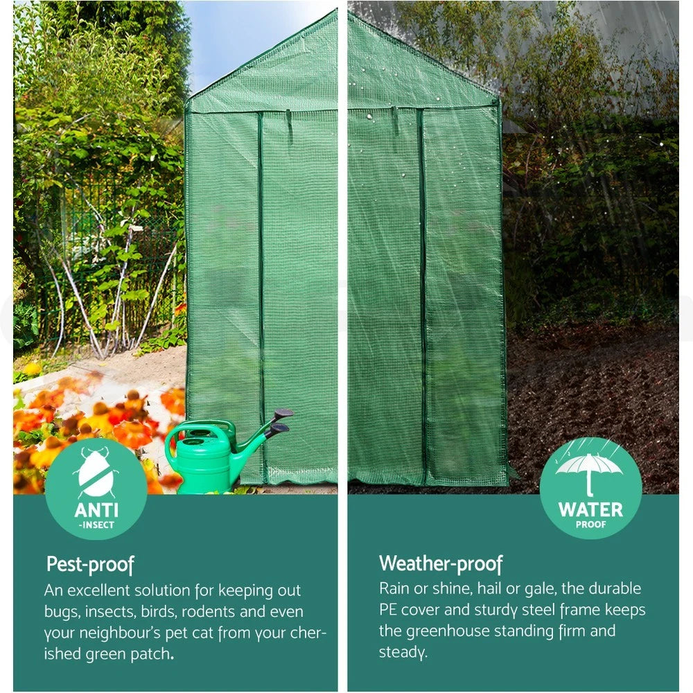 Green Fingers Greenhouse Walk in Green House 4 Shelves Tunnel Plant 1.9x1.2x1.9M