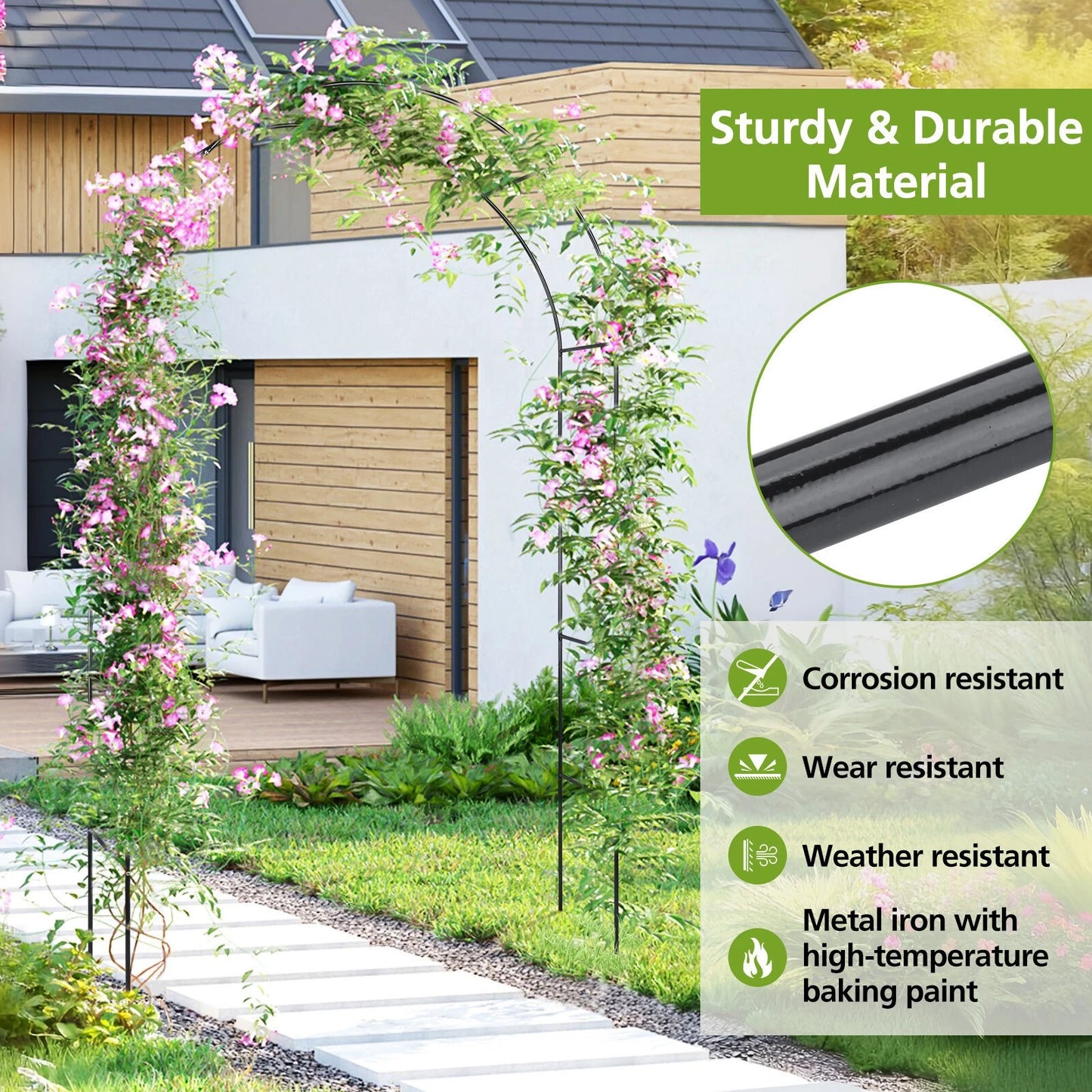 Garden Arch Wedding Archway Trellis Climbing Plants Support with Base