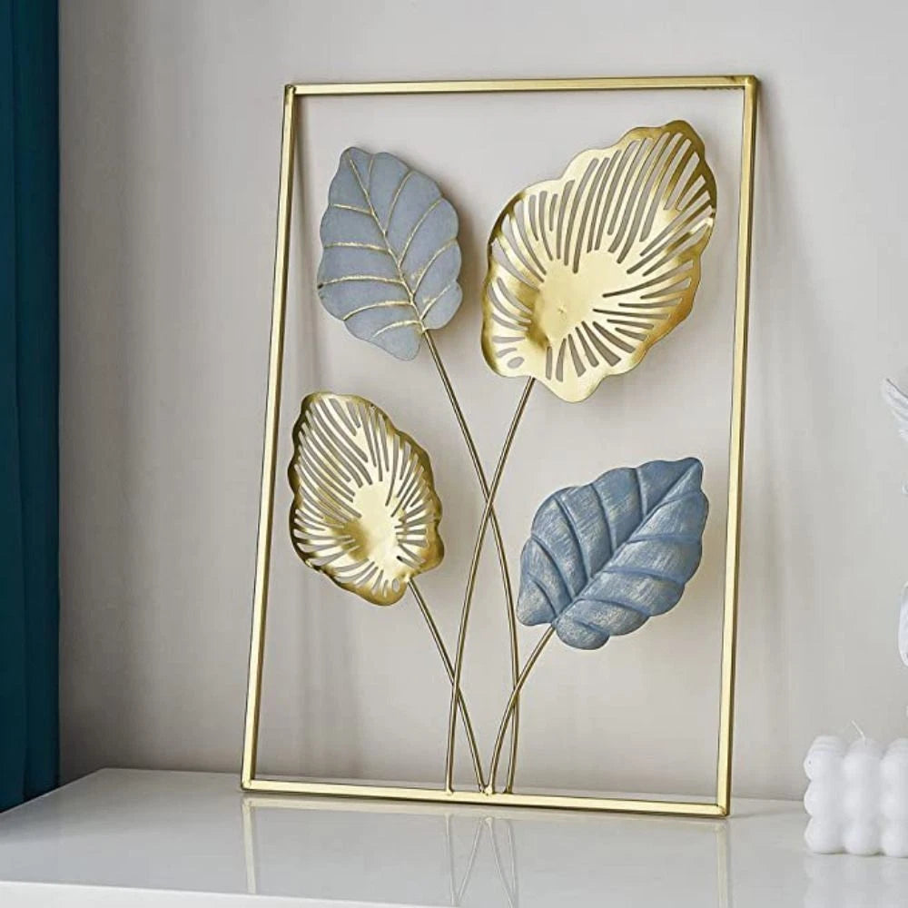 Large Metal Wall Art Ginkgo Leaf Framed Hanging Home Decor Flower Sculpture