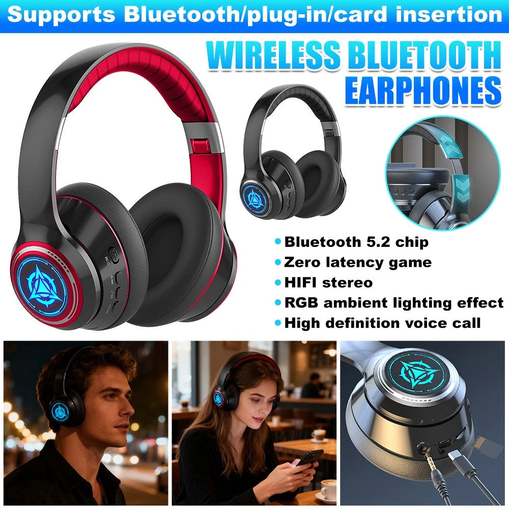 Wireless Headphones Bluetooth Earphones Stereo Headset Rechargeable with Mic
