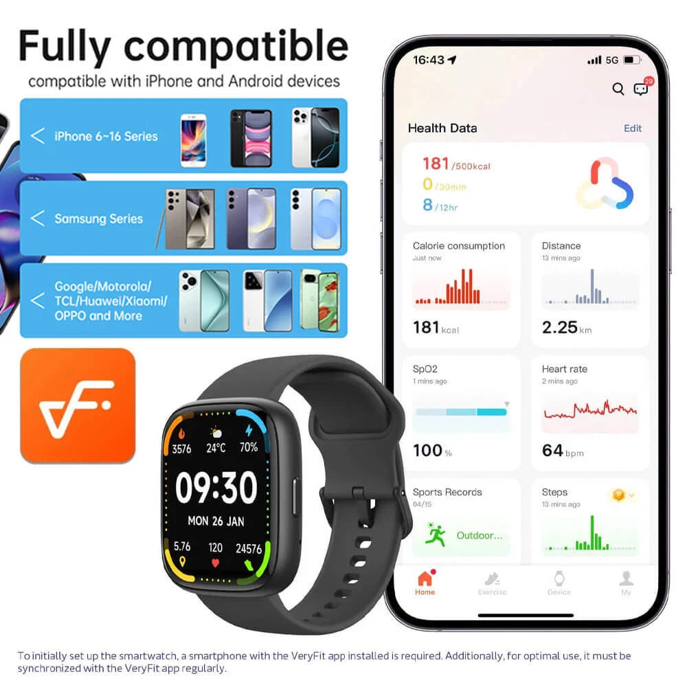 Vibeat Smart Watch for Men Women 1.83" Alexa Built-in Waterproof IP68 Smartwatch