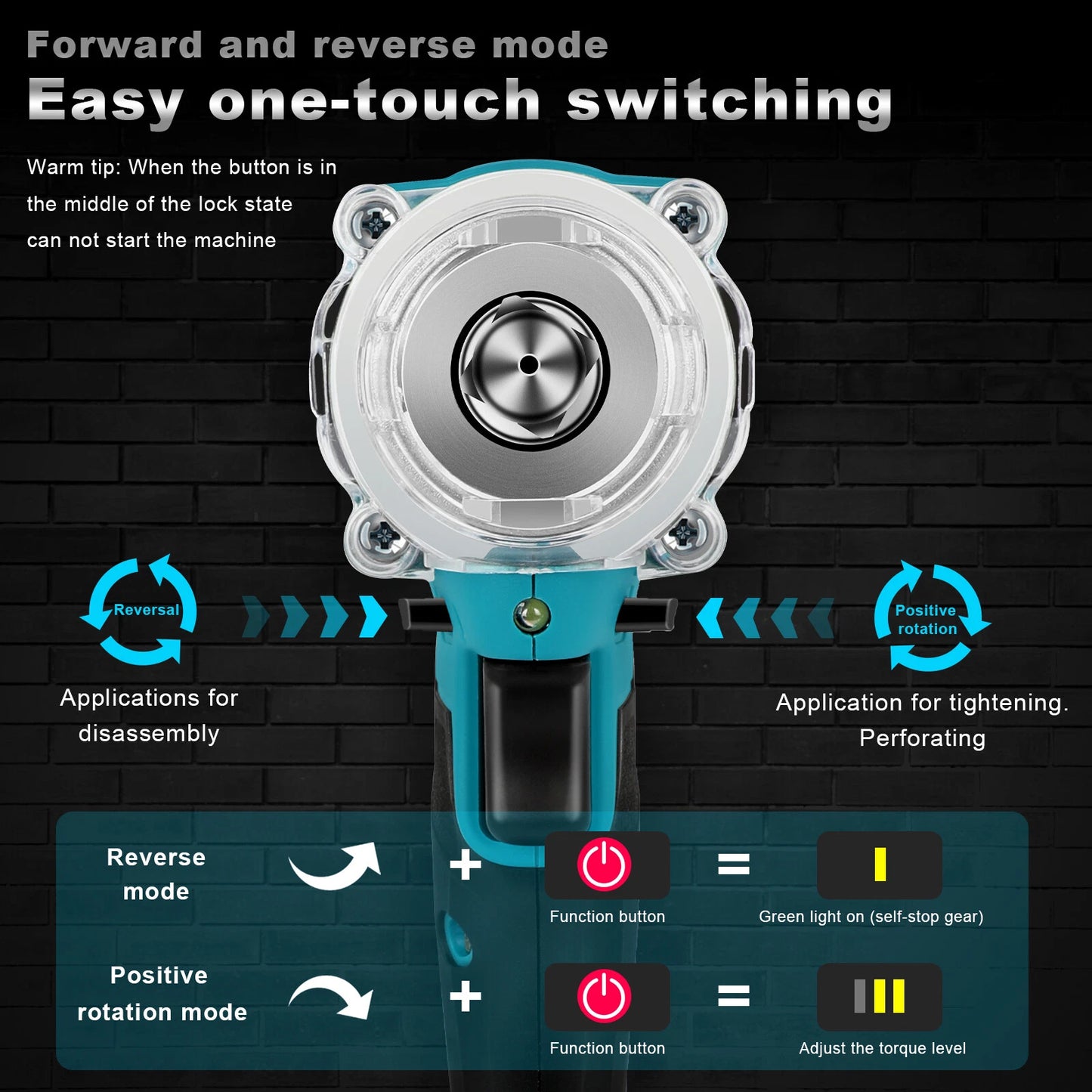 1/2" Electric Wrench Cordless Brushless Impact Rattle Gun Drill Kit + 2x Battery