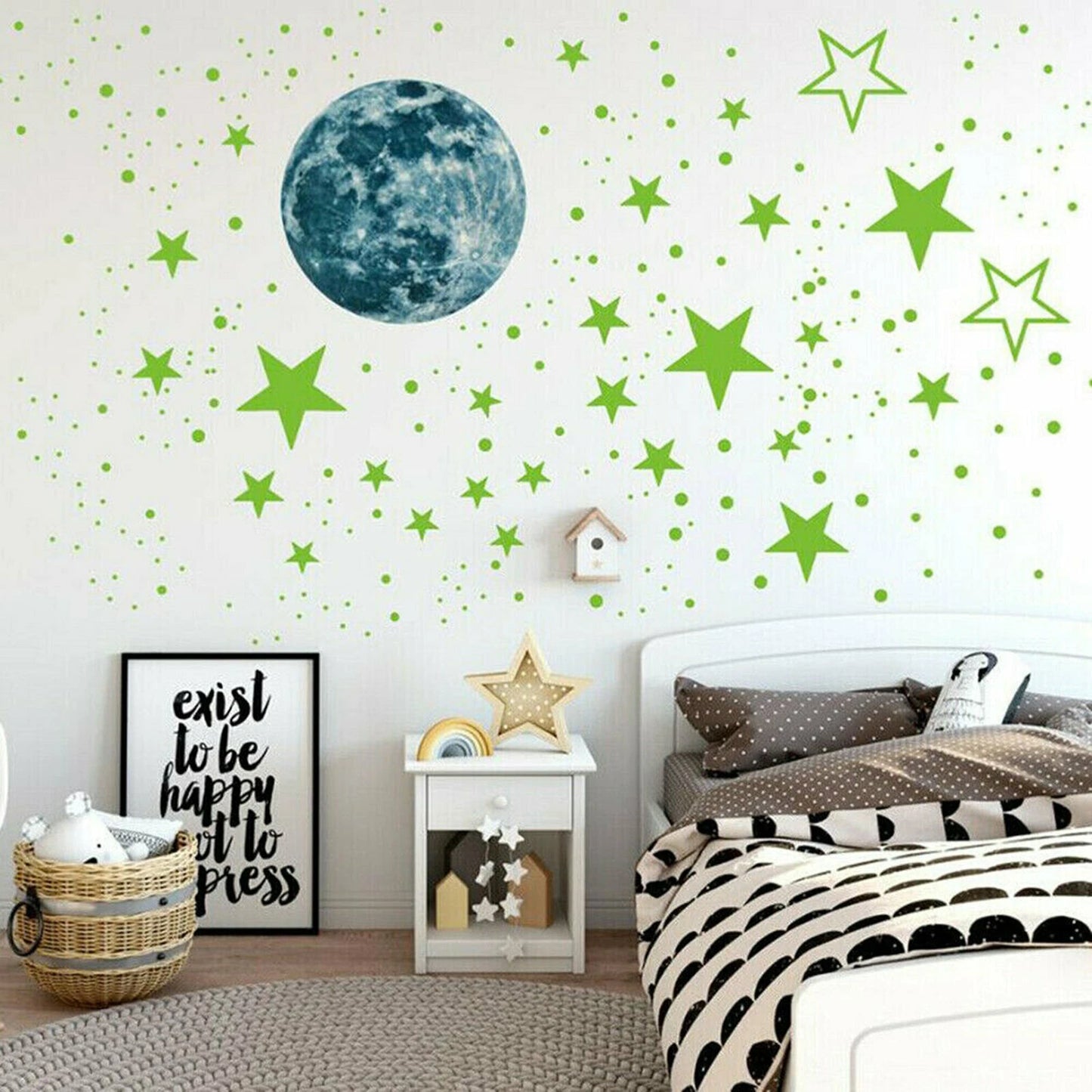 435 Wall Stickers Luminous Stars Moon Planet Glow In The Dark Nursery Kids Room