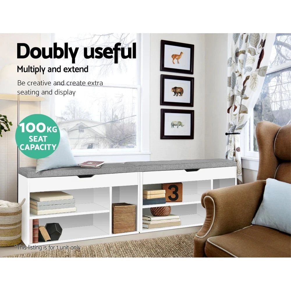 Artiss Shoe Rack Storage Cabinet Bench Shoes Organiser Shelf Cupboard Box White