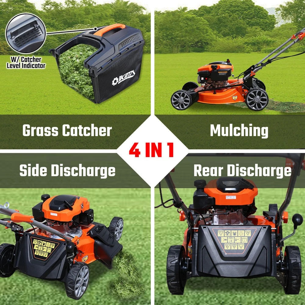 19'' Self-Propelled Lawn Mower 180cc Petrol Lawnmower OHV 4-Stroke Push 7-Height