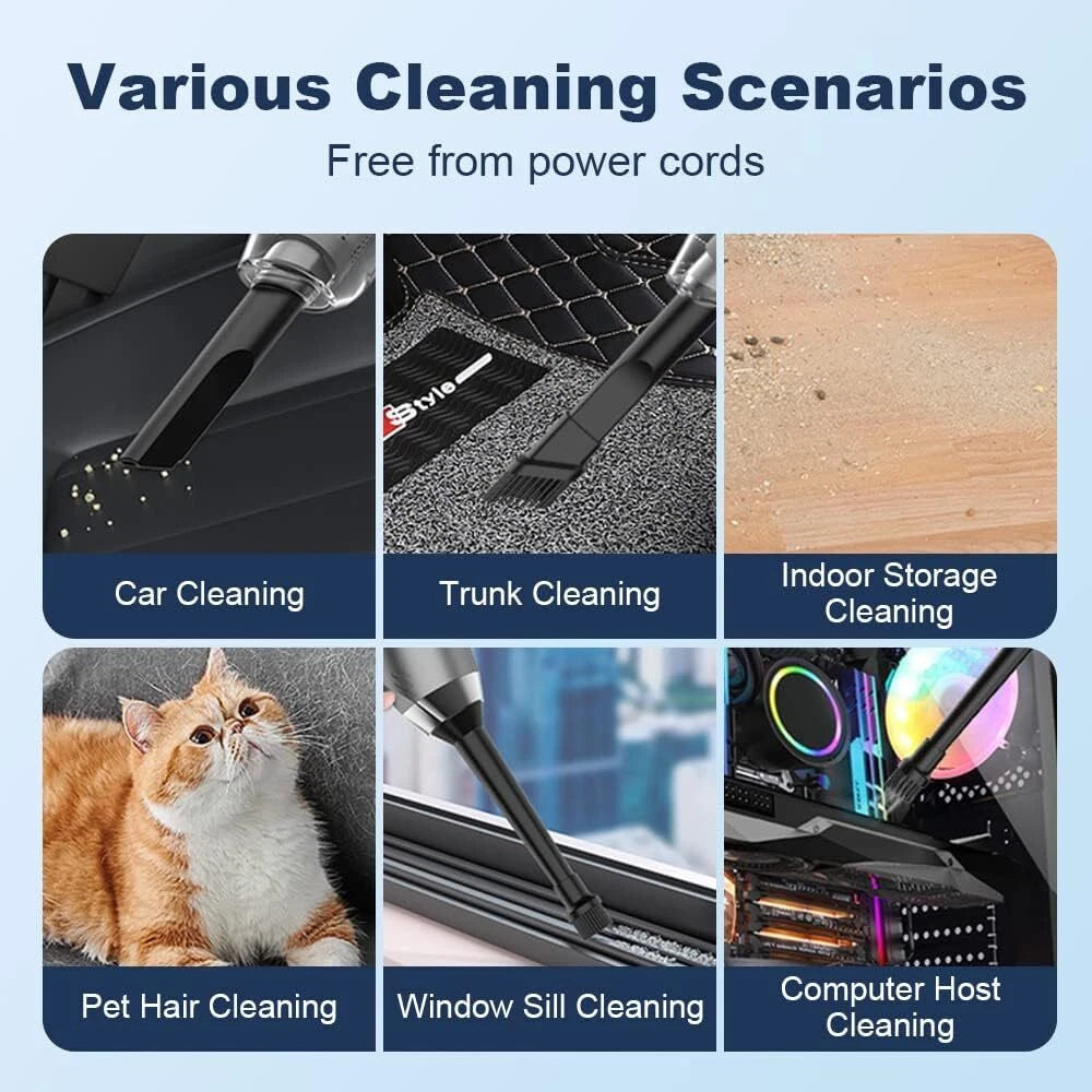 95000PA Wireless Car Vacuum Cleaner Handheld Vaccum Mini Power Suction Dust Blow