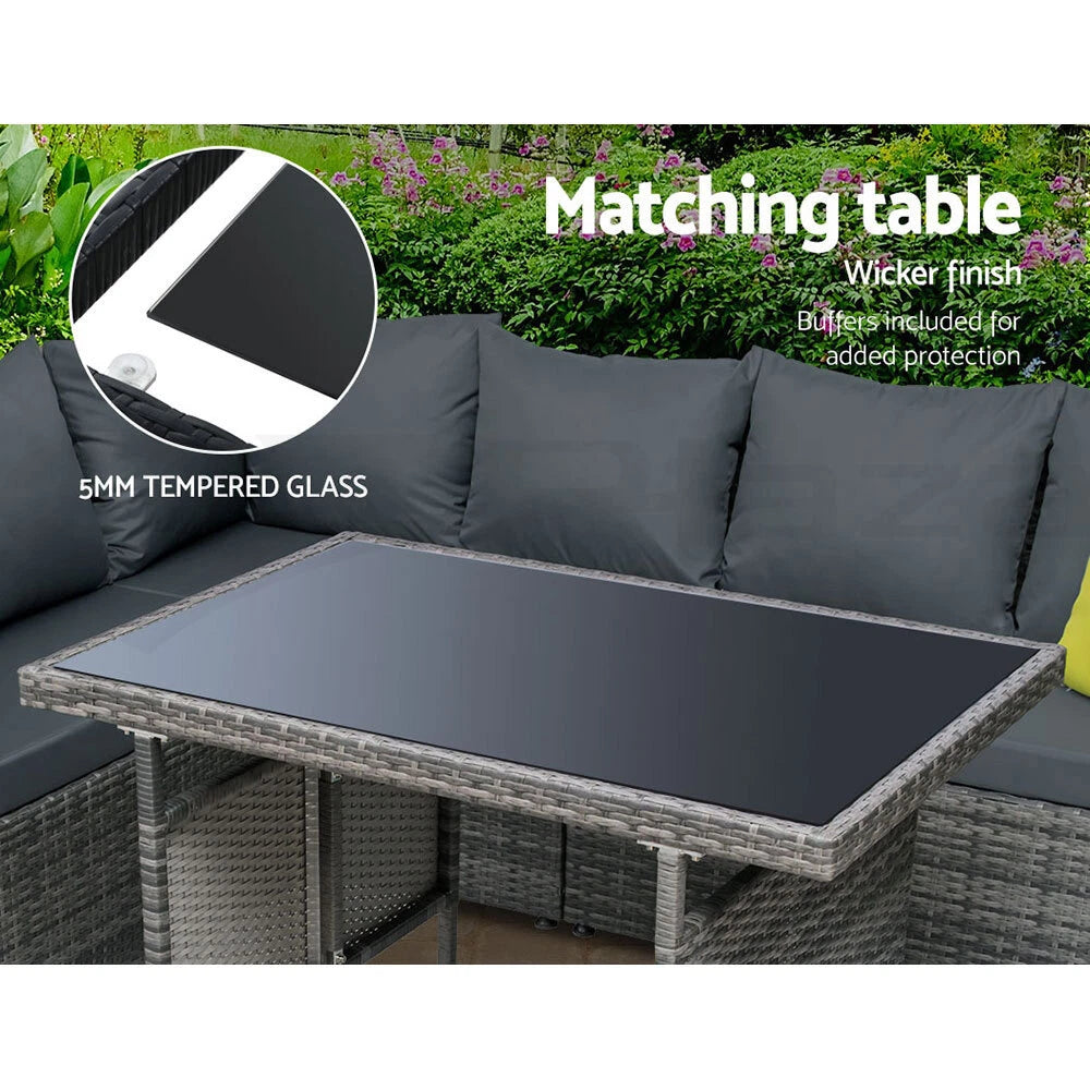 Gardeon 8 Seater Outdoor Dining Set Patio Table Chair Lounge Setting Wicker