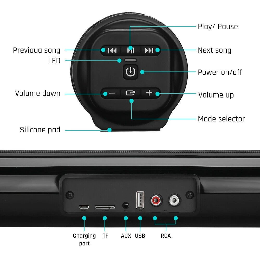 Sound Bar TV Theater Subwoofer Powerful Bluetooth 5.0 Wired Wireless Remote 40W