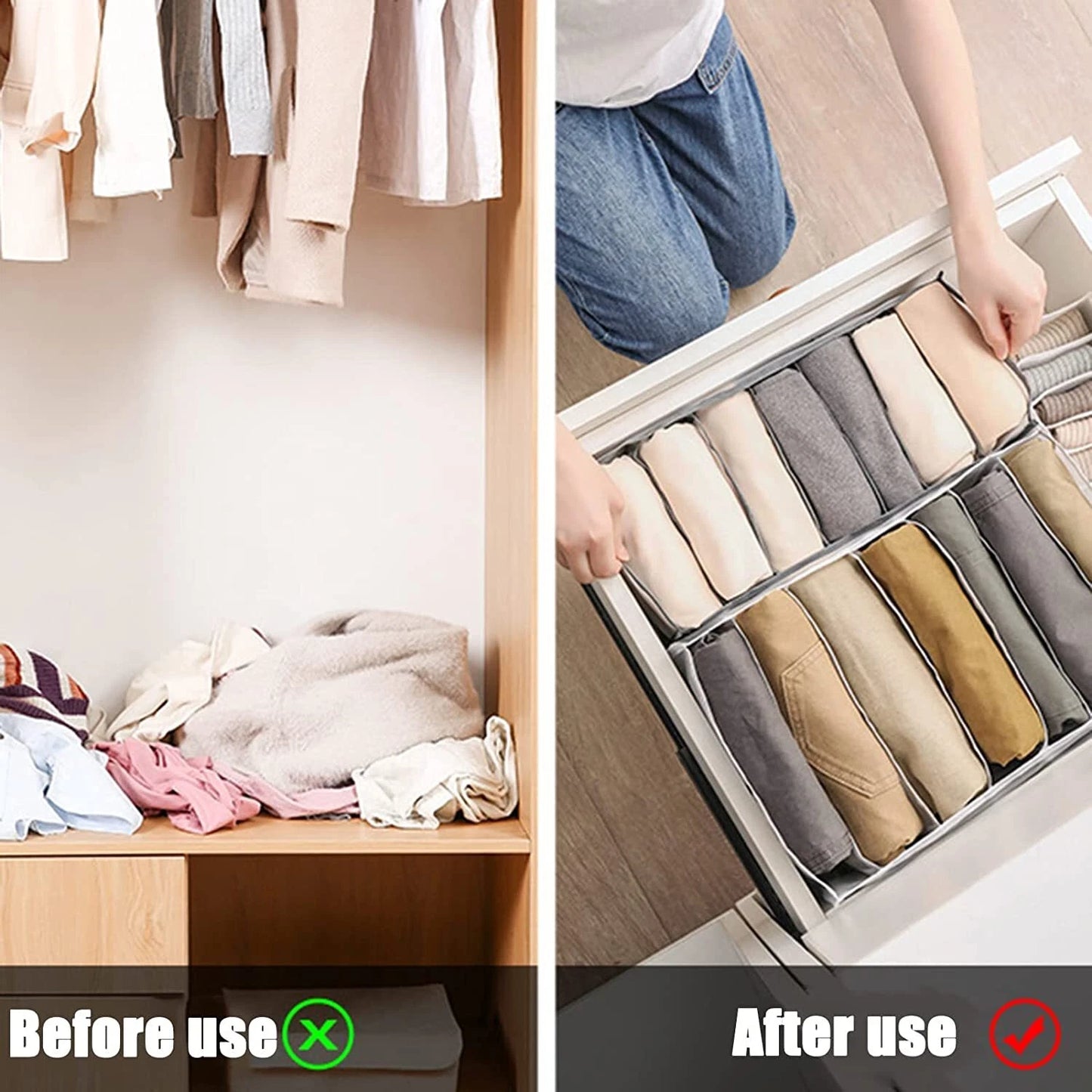Foldable Clothes Drawer Organizer Mesh Storage Box Closet Wardrobe Jeans T-Shirt
