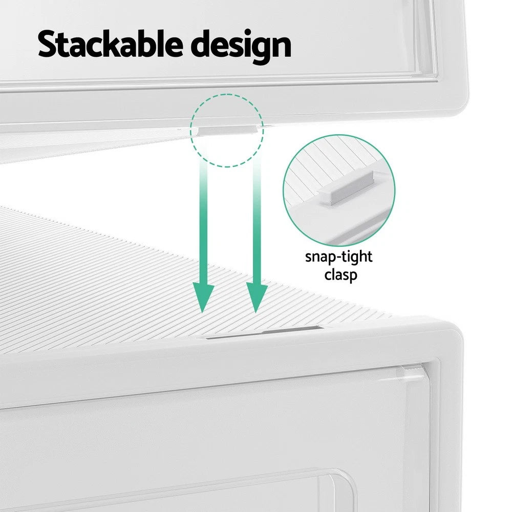 Artiss Shoe Rack Storage Cabinet Shoe Box 24 Stackable Plastic Cube White