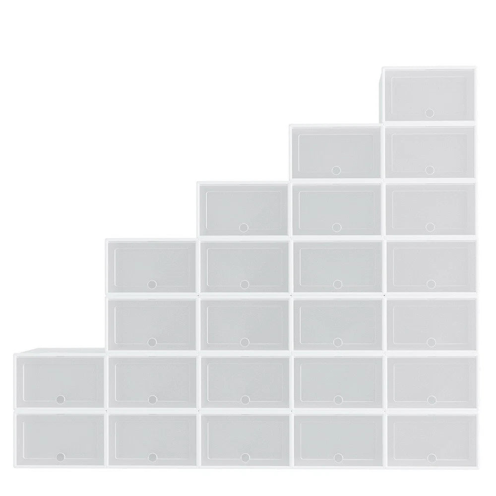 Artiss Shoe Rack Storage Cabinet Shoe Box 24 Stackable Plastic Cube White