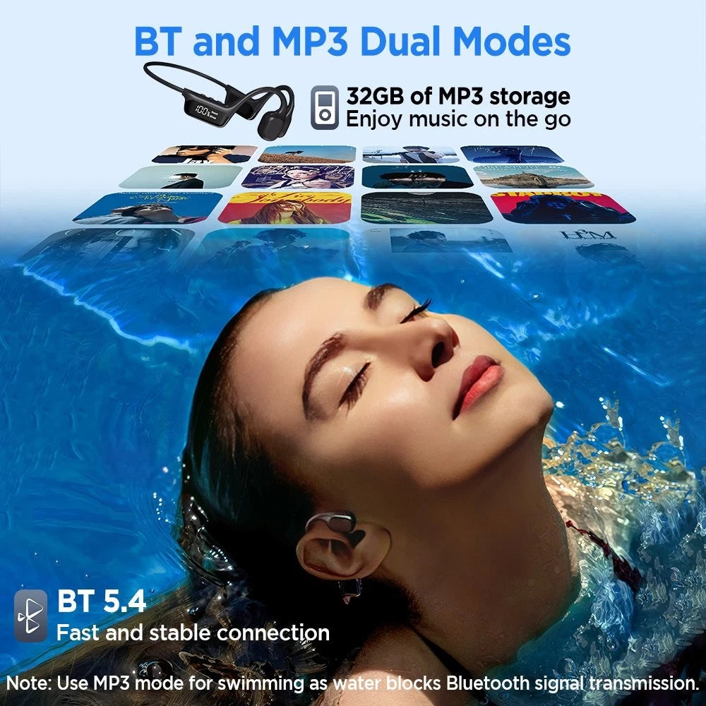 Mpow Bone Conduction Headphones  Bluetooth Waterproof MP3 Swimming Earphones 32G