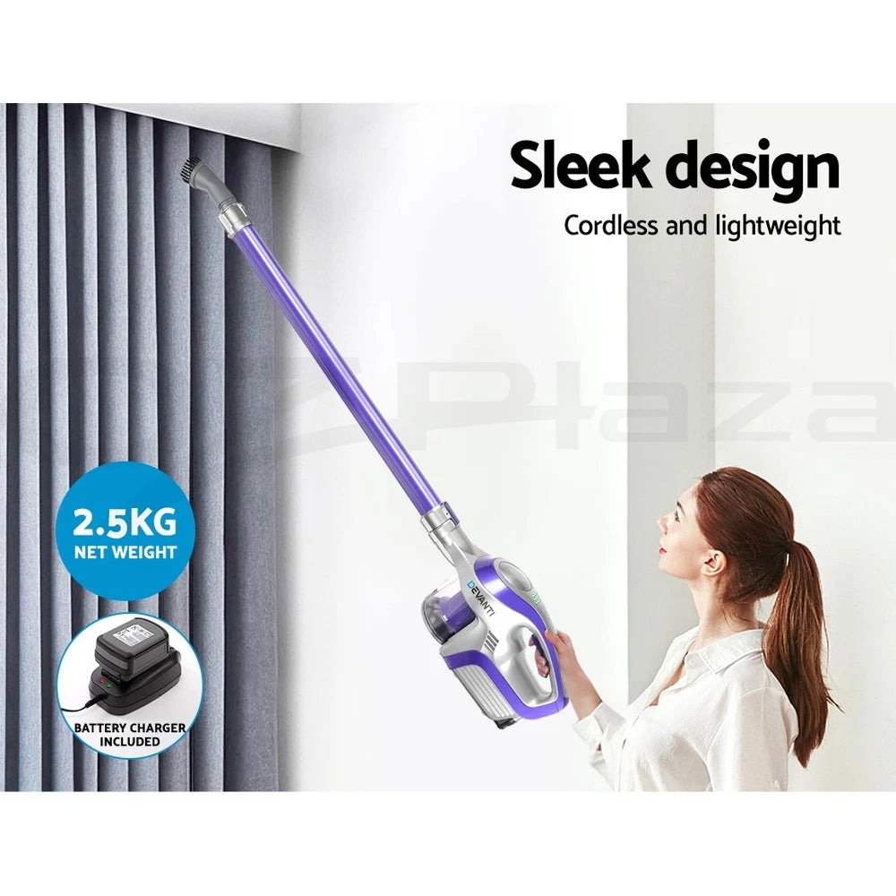Devanti Stick Vacuum Cleaner Handstick Vac Handheld Cordless 150W Purple
