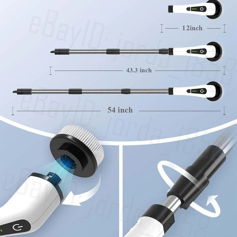Rechargeable Cordless Spin Scrubber Electric Turbo Scrub Cleaning Brush 9 Heads
