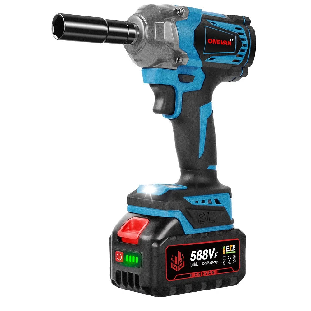2000NM Cordless Impact Wrench Electric Brushless Rattle Gun w/2 Battery+Case Set