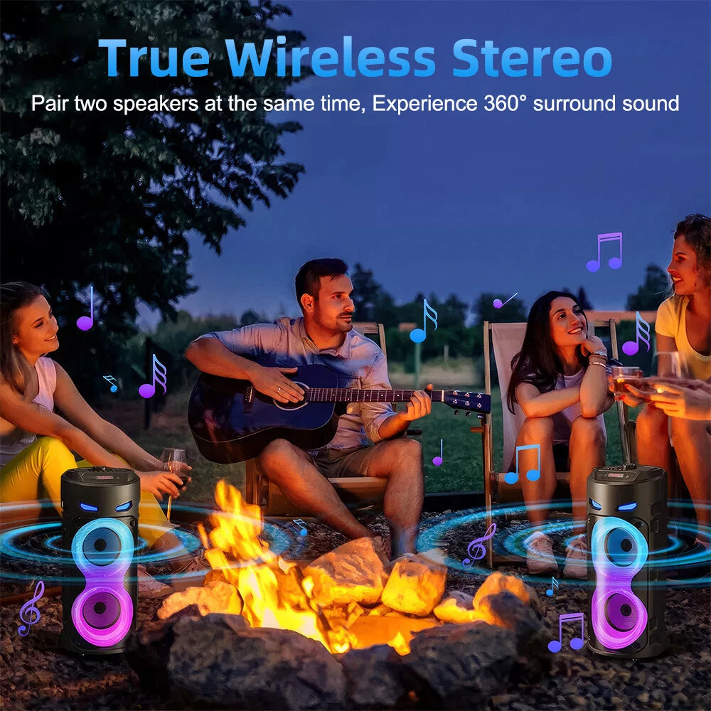 Portable Bluetooth Party Speaker Sub Woofer Heavy Bass 2000W Sound System & MIC