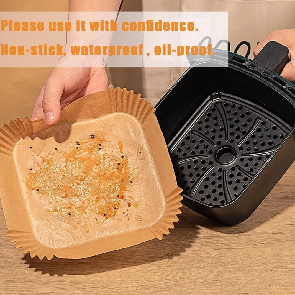 100pcs Air Fryer Disposable Paper Liner Square Food Grade Parchment Paper Liners