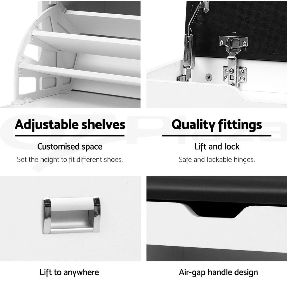 Artiss Shoe Rack Storage Cabinet Bench Organiser Storage Cupboard 3-tier White