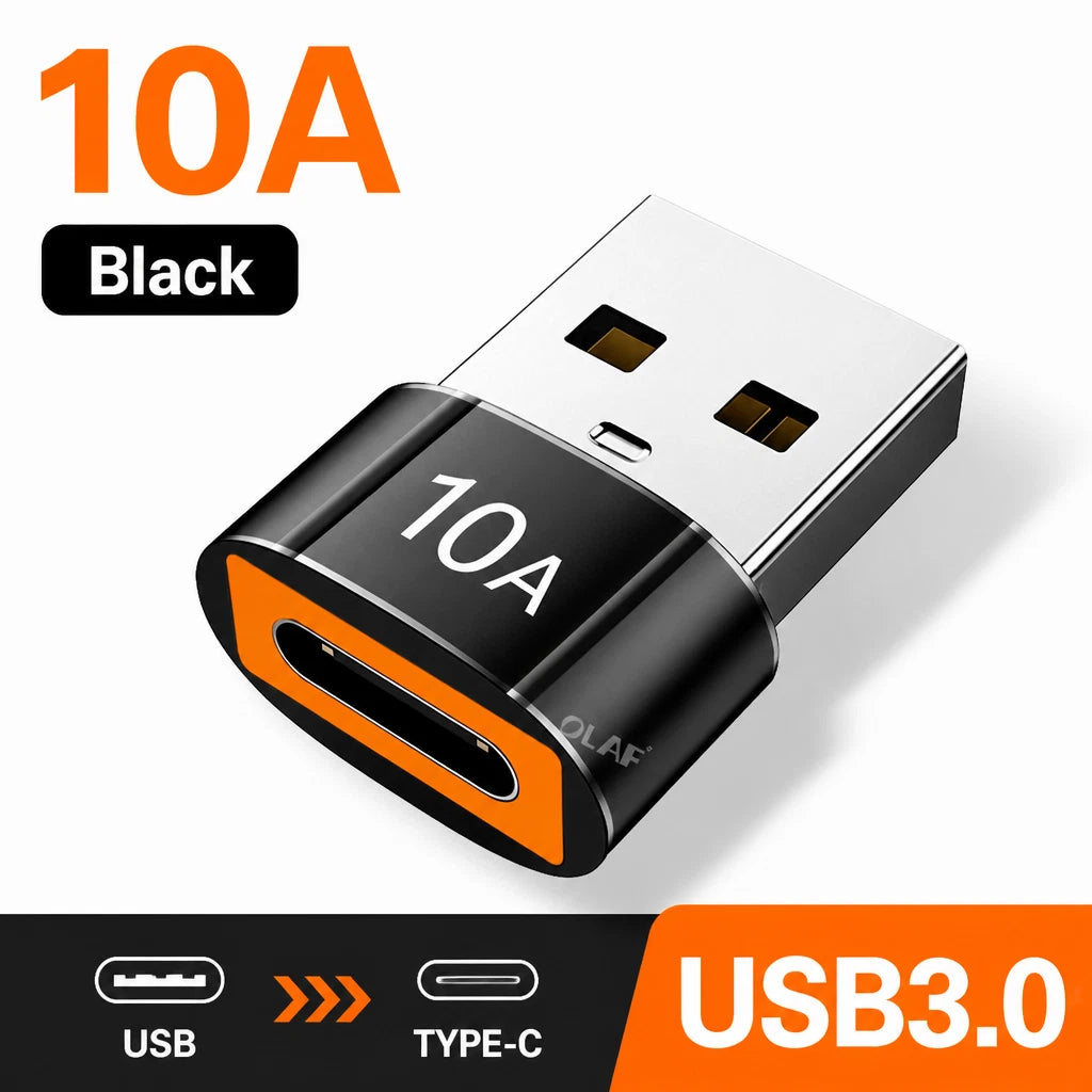 USB Type A Male to USB C Type C Female Charging Port Adapter Fast Converter 10A