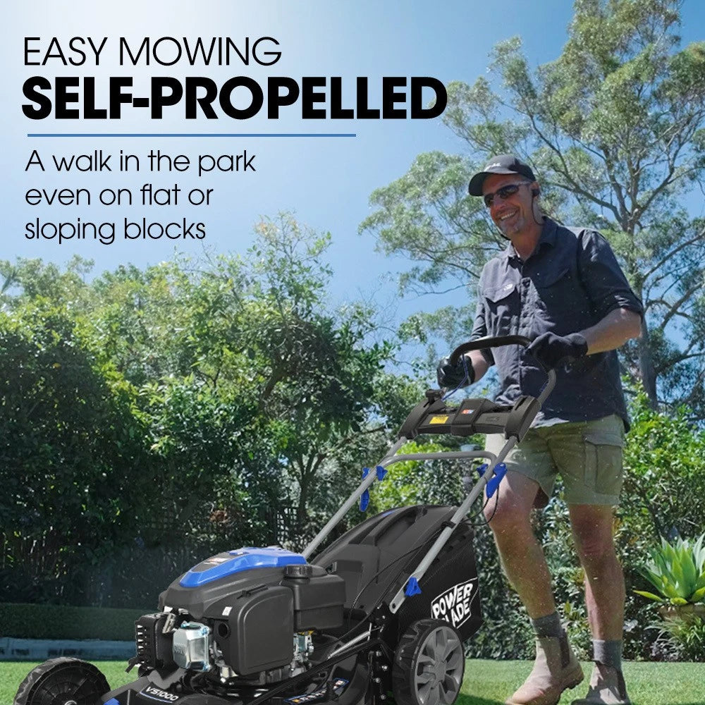 POWERBLADE 22" 224cc Self-Propelled Lawn Mower E-Start Petrol 4-Stroke Lawnmower