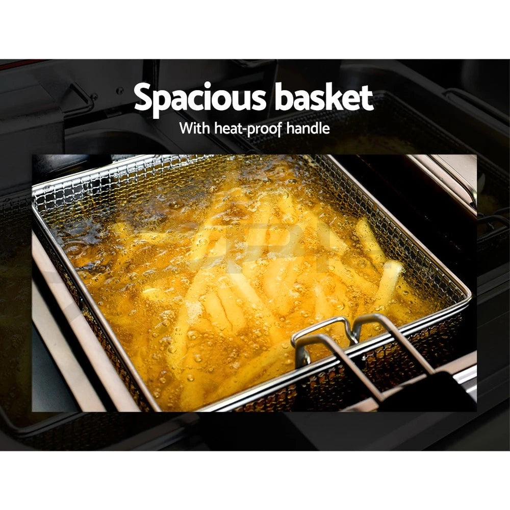 Devanti Commercial Electric Deep Fryer 10L Basket Chip Cooker Stainless Steel