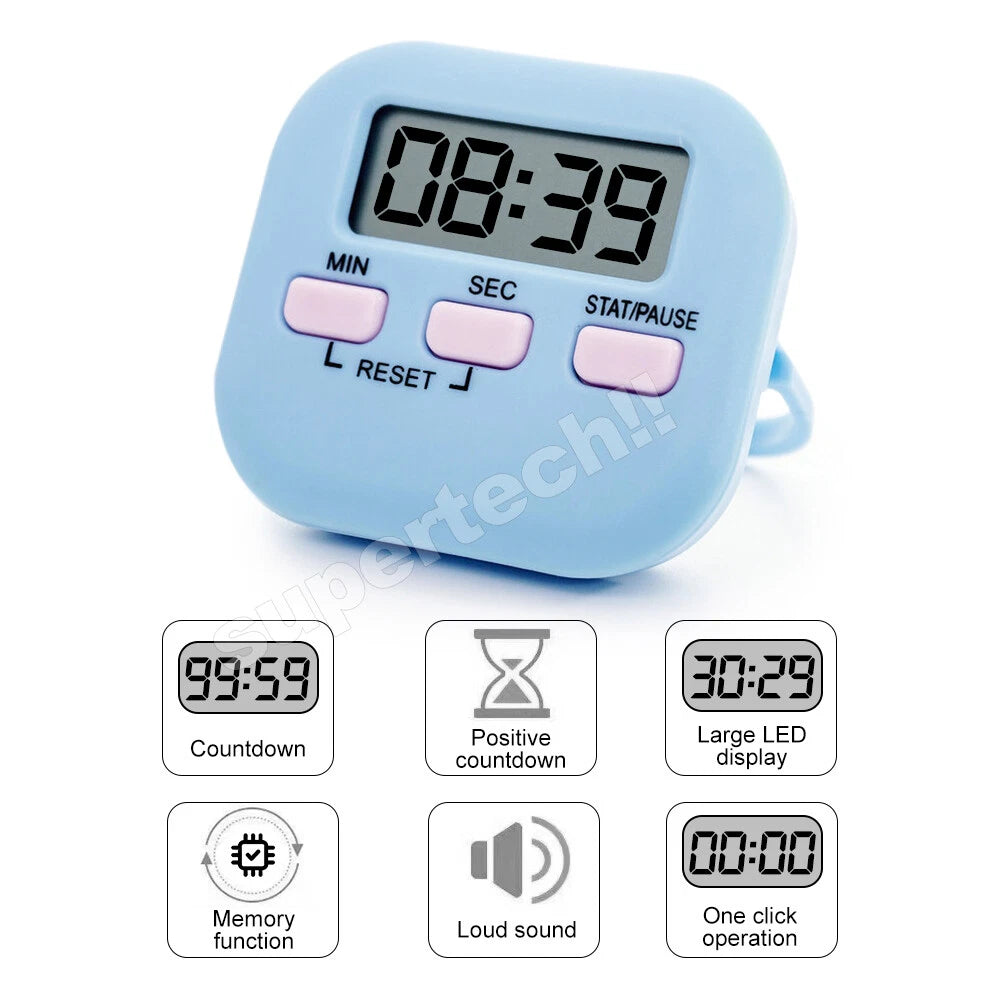 Kitchen Timer Digital Alarm Count Down Sport Clock Egg Cook Stick 99min Magnetic