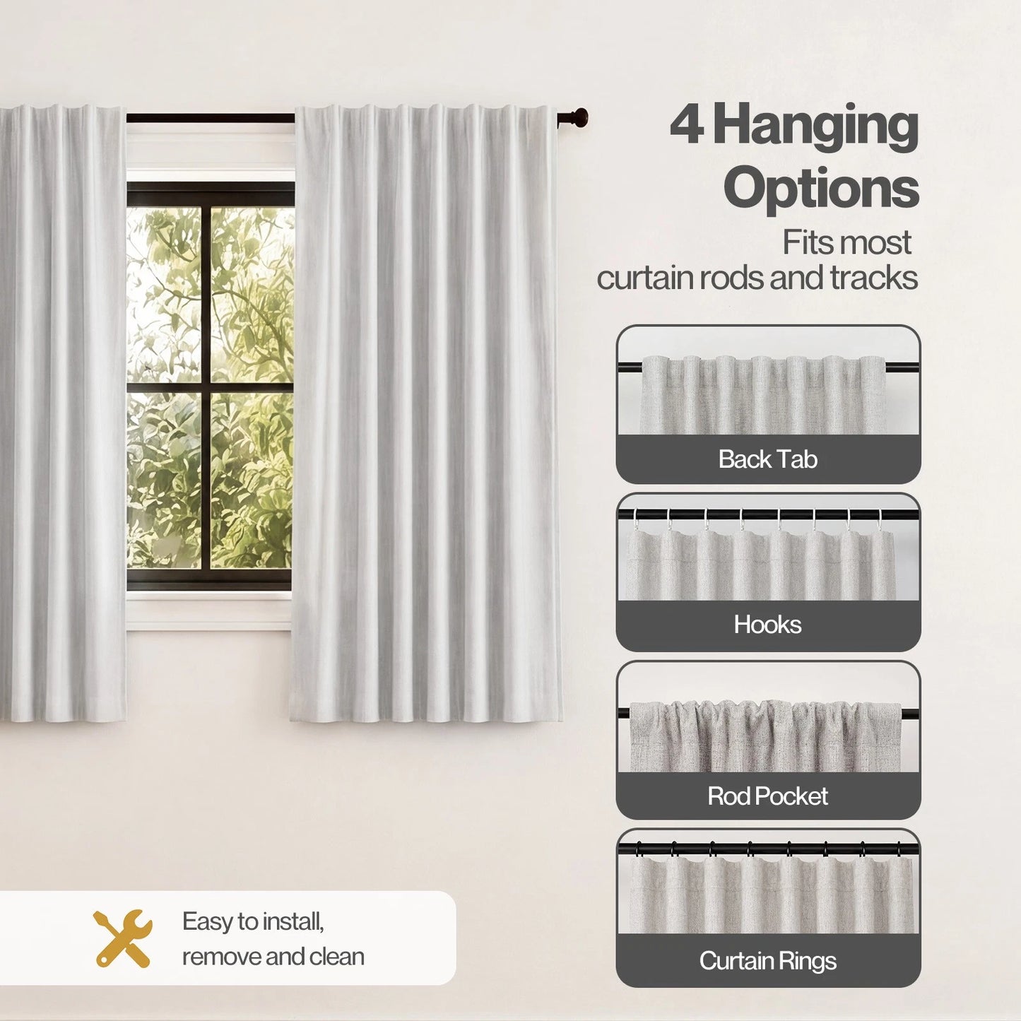 Marlow 2 Panels Blackout Curtains Thermal Linen Look Curtain Draperies Window