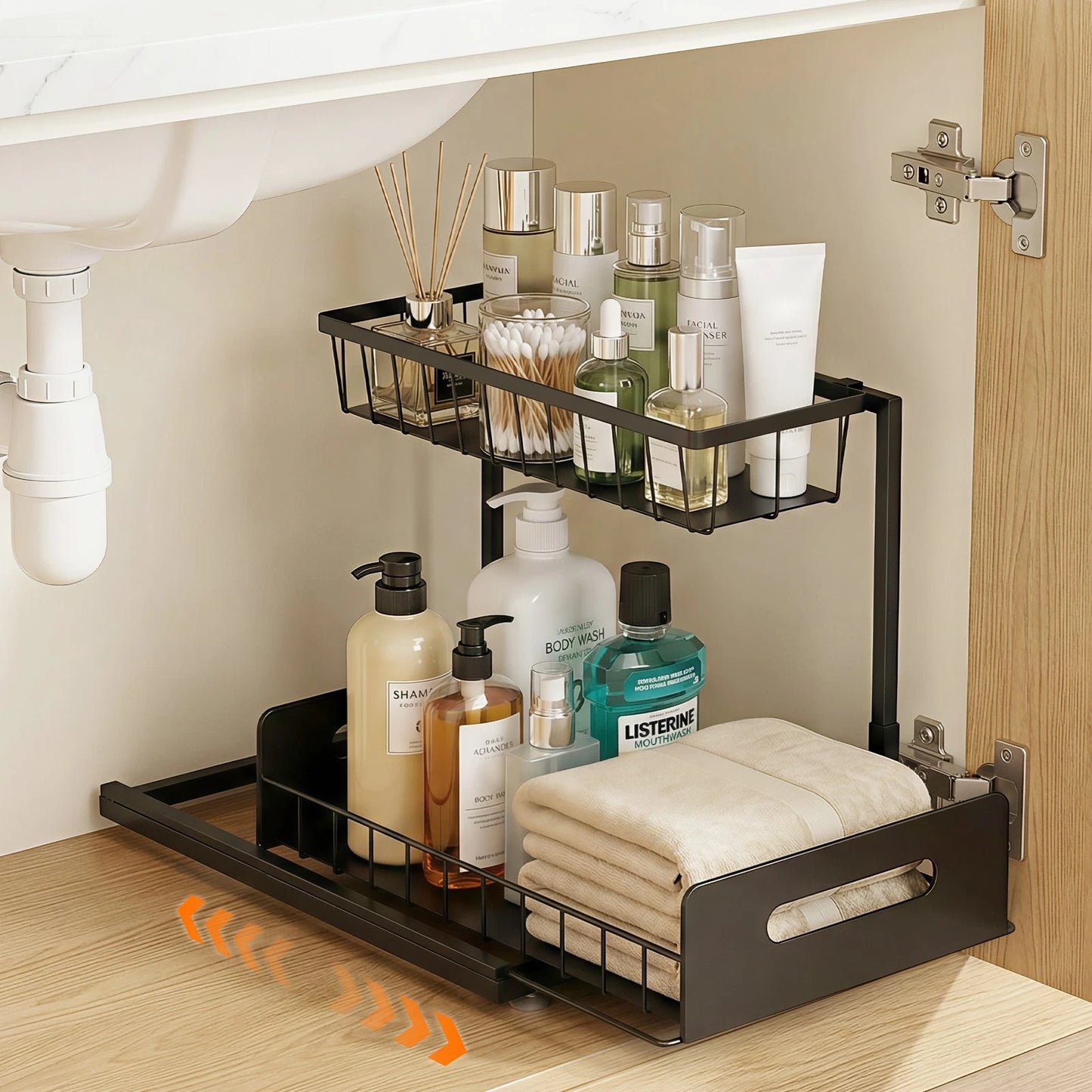 Artiss Under Sink Organizer Storage L Shape Kitchen Cabinet Shelf
