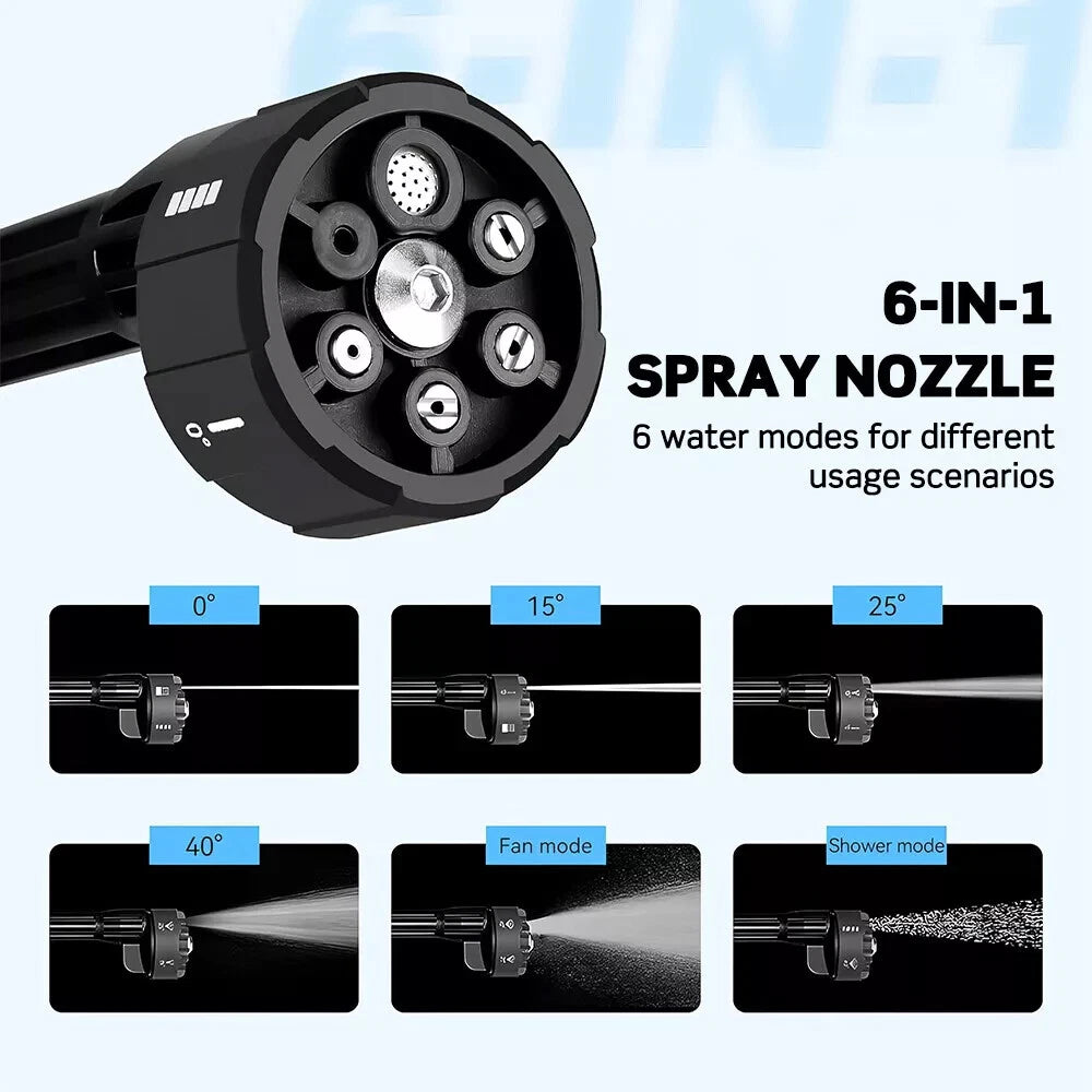 Brushless Cordless Electric High Pressure Spray Car Gun 6-in-1 Washer Cleaner