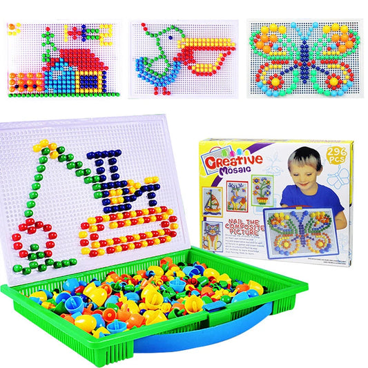 Kids Creative Children Puzzle Pegs Board 296 Educational Learning Toys DIY Gift