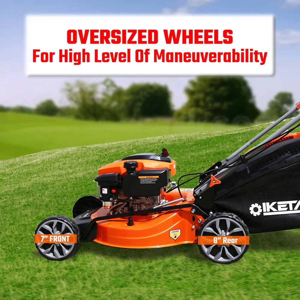19'' Self-Propelled Lawn Mower 180cc Petrol Lawnmower OHV 4-Stroke Push 7-Height