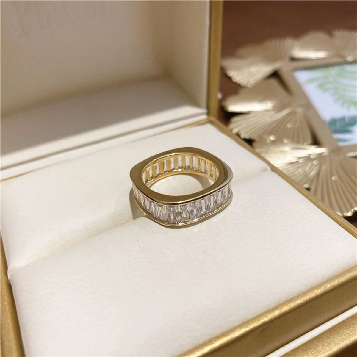 Square Zircon Diamond Row Ring Women Elegant Luxury Fashion Jewellery GiftChoice