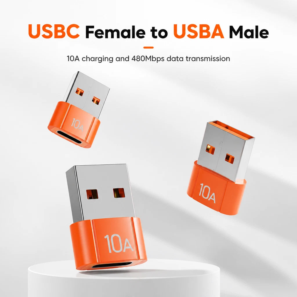 USB Type A Male to USB C Type C Female Charging Port Adapter Fast Converter 10A