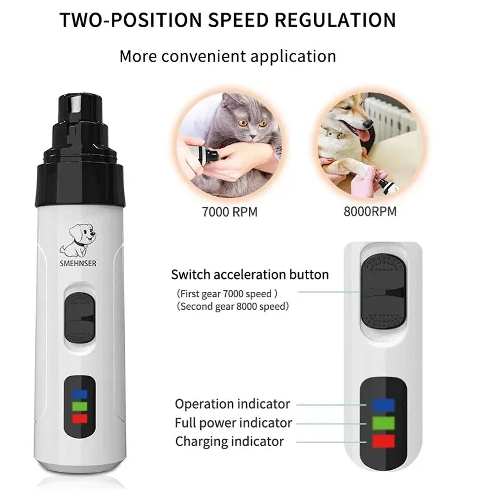 Electric Pet Nail Clippers Dog Cat Nail File Claw Grooming Nail Grinder Trimmer