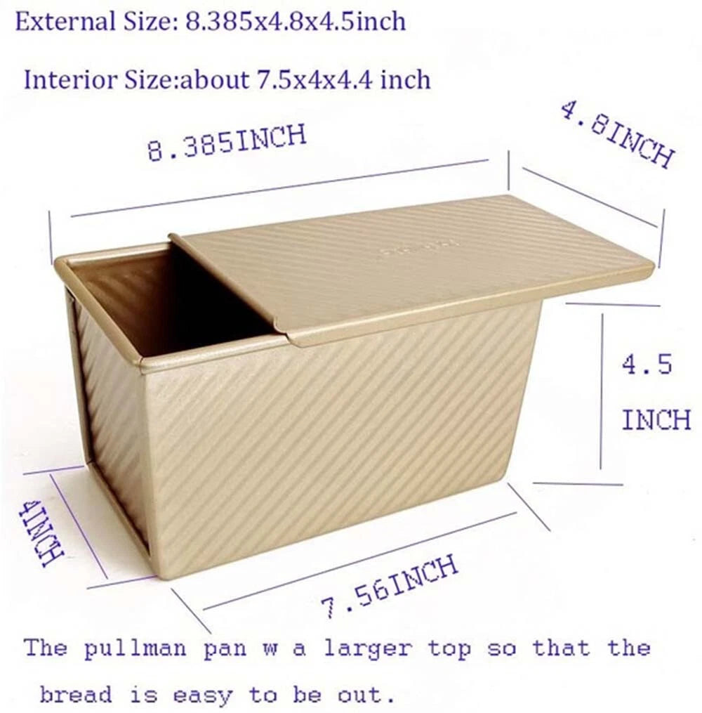 Pullman Loaf Pan with Lid Non-Stick Bakeware Bread Toast Mold Carbon Steel Cor