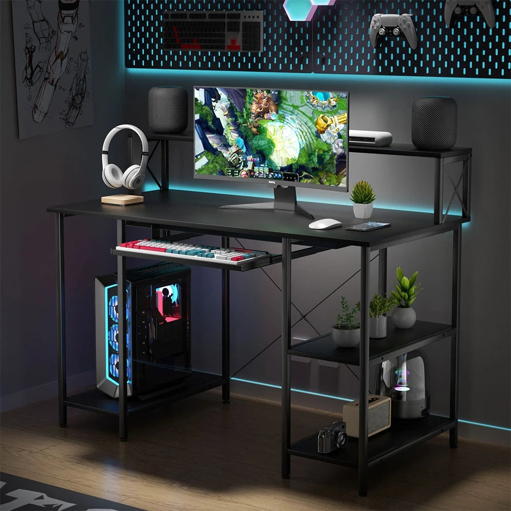 Levede Computer Desk Home Office Study Table Monitor Stand Keyboard Tray Black