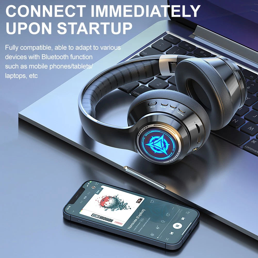 Wireless Headphones Bluetooth Earphones Stereo Headset Rechargeable with Mic